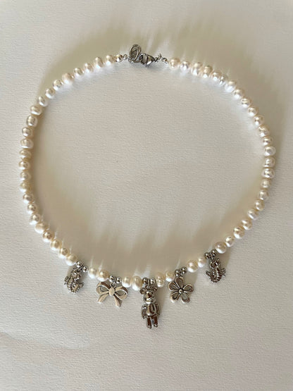 customizable pearl necklace | silver